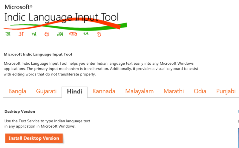 microsoft language input tool hindi